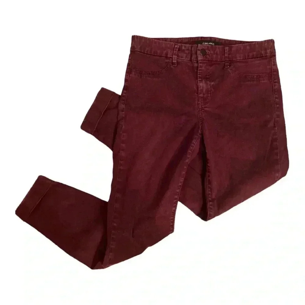J Brand Deep Mulberry Cropped Lyocell Cotton Pants size 28
